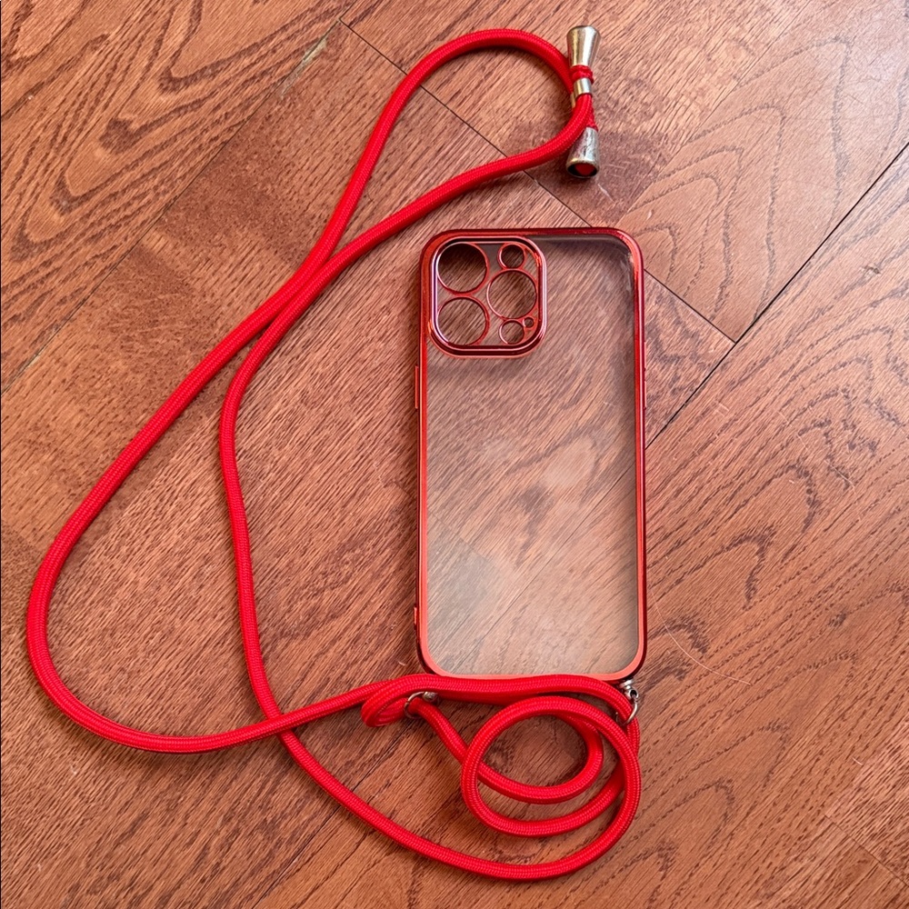 Red Phone Case with Lanyard
